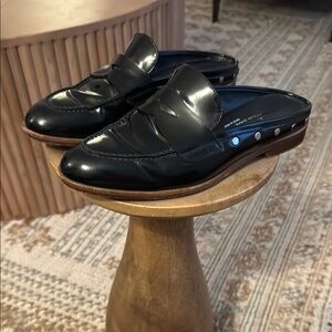 AGL Black Leather Mules with Decorative stud detailing